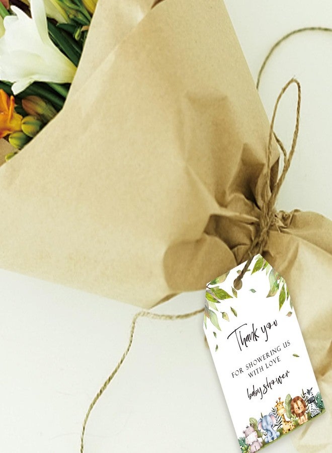 FORSHEEP 50pcs Jungle Safari Thank You Tags, Wild Animals Gift Tag with String for Jungle Birthday Party, Thank You Paper Tags for Birthday/Engagement Party Favors - Image 5